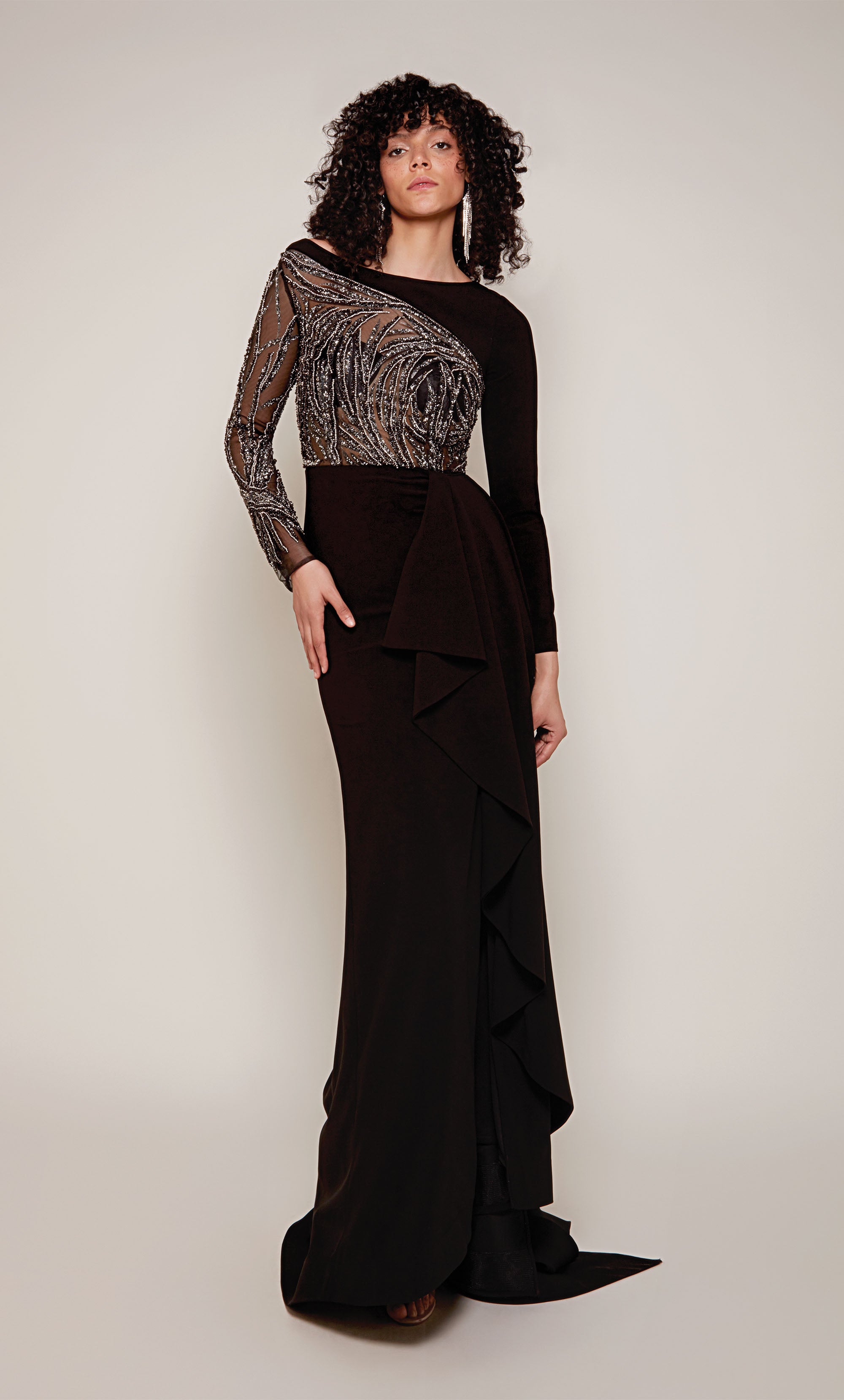Beverley Black Mesh Long Sleeve Maxi Dress – Beginning Boutique NZ
